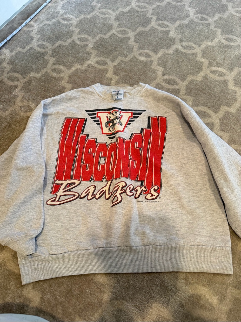 Wisconsin Badgers Gray Crewneck Sweatshirt - Vintage Collegiate Style